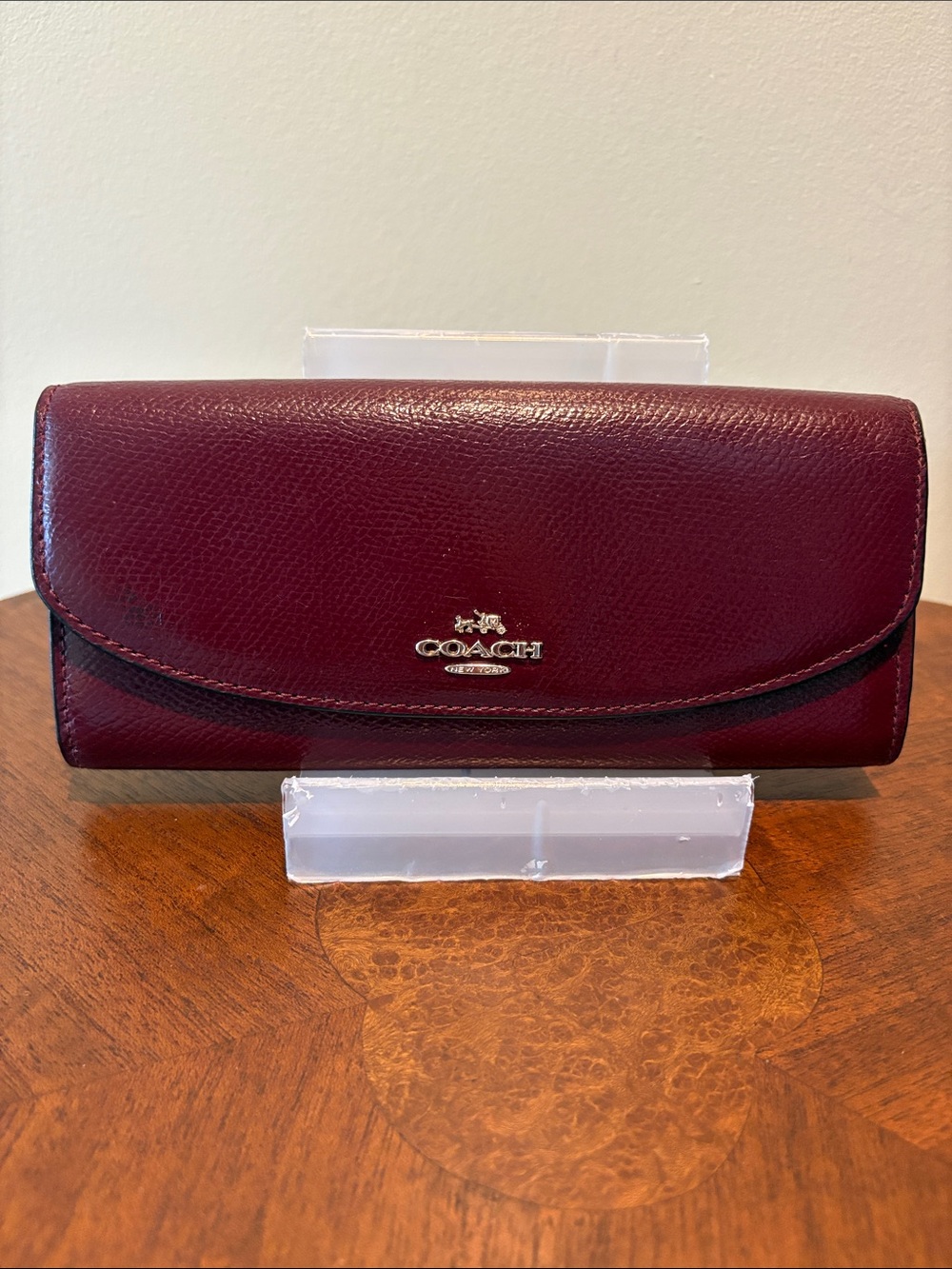 Coach long wallet, accordion style Burgundy Leather Continental Wallet